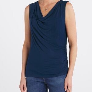 Nine Britton Navy Drape Neck Tank